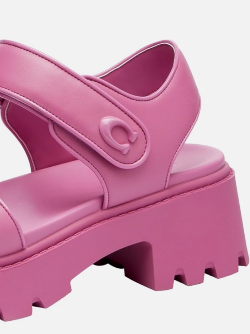 COACH Women's Pink Berry Brynn Double-Band Sporty Lug-SoleChunky Platform Sandal - Picture 9 of 16